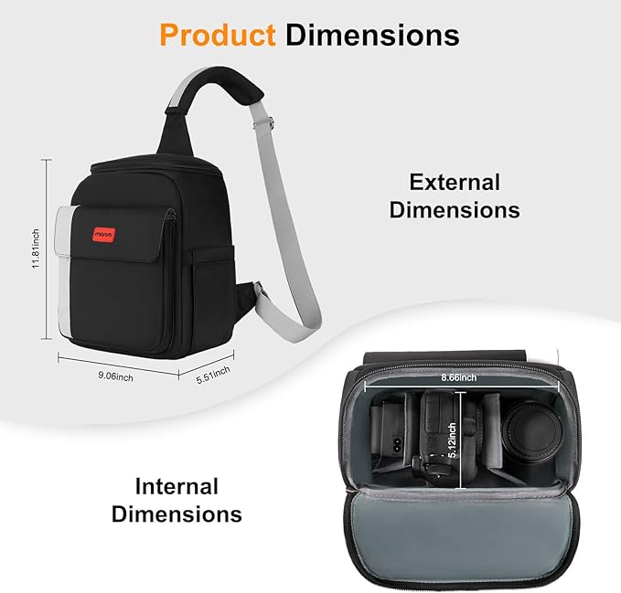 MOSISO Camera Bag Small Crossbody Shoulder Messenger Bag for DSLR/SLR/Mirrorless Cameras, Padded Camera Case with Front Flap Pocket&Rain Cover, Photography Purse for Canon/Nikon/Sony, Black