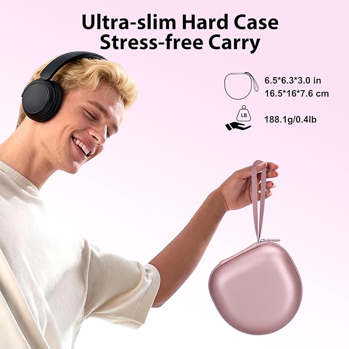 Headphone Case Compatible with JBL/Beats/BERIBES/Jlab/Picun/TOZO/KVIDIO/Soundcore Anker/Skullcandy Noise Cancelling Over-Ear Headphones, Pearl Pink