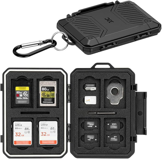 Small 18 Slots Memory Card Case for 8 SD 4 CFA 4 TF and 2 Nano SIM Cards, IP67 Waterproof Anti-Shock Anti-Dust, Compact Size & Portable SD SDHC SDXC CFexpress Type-A Card Holder Organizer Storage Box