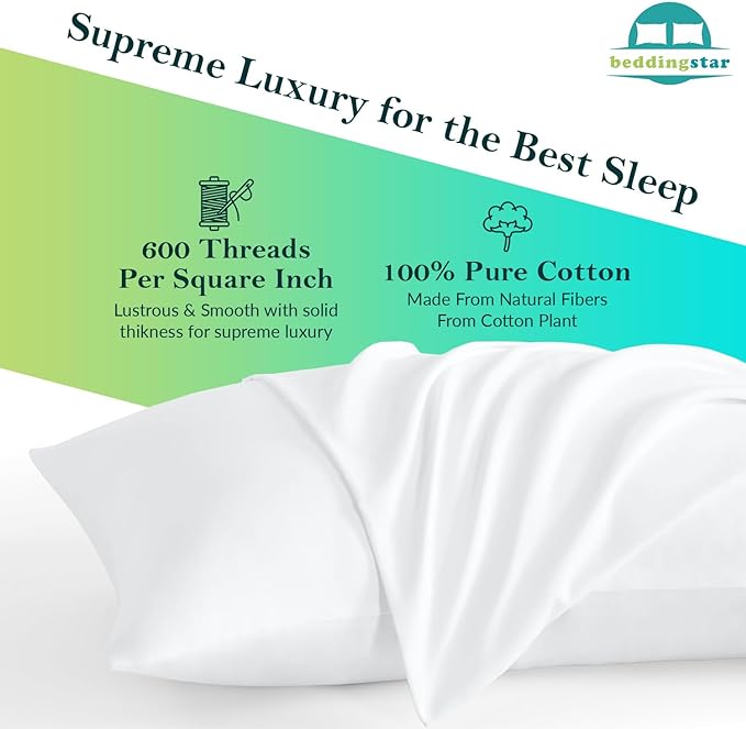 Travel Pillow Case 14x20 Size Set of 2 Envelope Closure Toddler Pillowcase 600 Thread Count 100% Egyptian Cotton Soft & Skin Friendly Travel Pillow Covers 14 x 20, White Solid