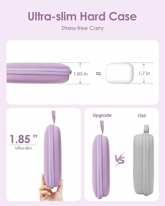 Headphone Case Hard Shell Super-Slim for Sony/JBL/Bose/Soundcore Anker/BERIBES KVIDIO TOZO JLab Over-Ear Headphones Universal Portable Travel Organizer Bag (Purple)