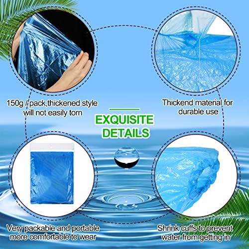 Handepo 100 Pack of Adult Rain Ponchos with Hood Disposable Plastic Rain Ponchos Bulk Emergency Raincoat for Men Women Adult