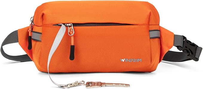 Fanny Pack for Men Women 2L Lightweight Waist Belt Hip Bag Slim Crossbody Adjustable Water Resistant Bum Belt Pouch for Travel Running Shopping Hiking Cycling Climbing EDC ORANG