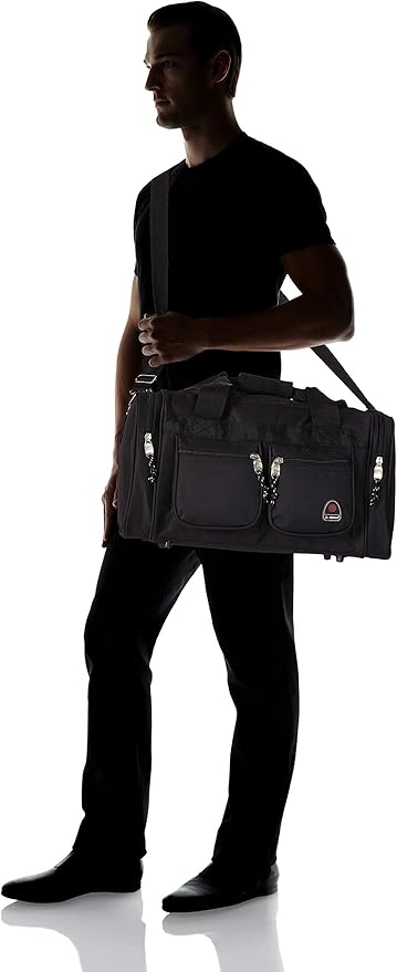 Rockland Duffel Bag, Black, 18.5 in X 10.5 in X 8.5 in (Pack of 12)
