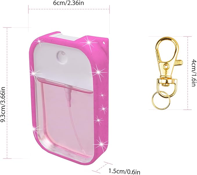 TERPINK Silicone Case Compatible with Touchland Hand Sanitizer Spray, Protective Case with Keychain for 1 fl oz, Hand Sanitizer Spray Accessory (Glitter Sequin Hot Pink)