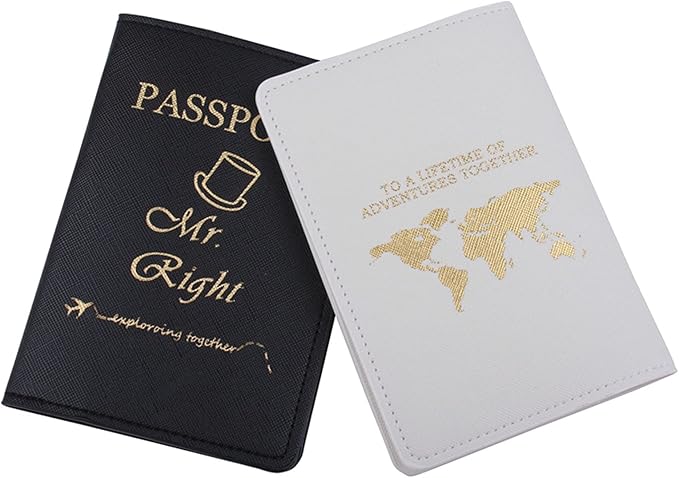 passport holder mrs and mr, Passport Wallets Travel Holder Set,Honeymoon gift, Wedding Bridal Shower Gift,Travel Luggage Tags Passport Cover (Mr. Right and Mrs. Always Right)