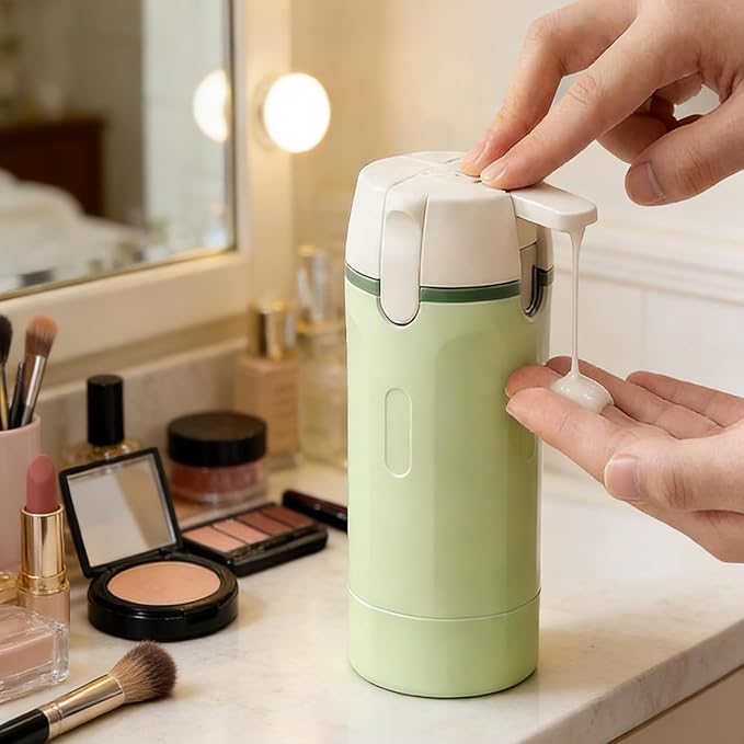 4 in 1 Travel Pump Dispenser Bottle, 30ML 4 Pack Leak-Proof Pump Containers with Measurement Scale & Label Stickers, Portable Bottles for Toiletries, Shower & Travel Use (White)