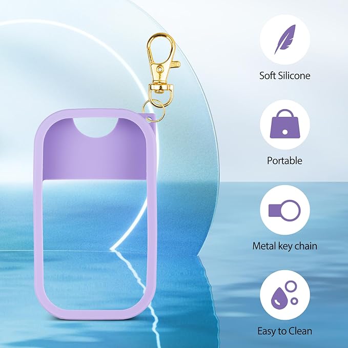 Silicone Case Compatible with Touchland Hand Sanitizer Spray, Protective Case with Keychain for Power Mist and Glow Mist 1 fl oz, Hand Sanitizer Spray Accessory (Purple, 1 Pack)