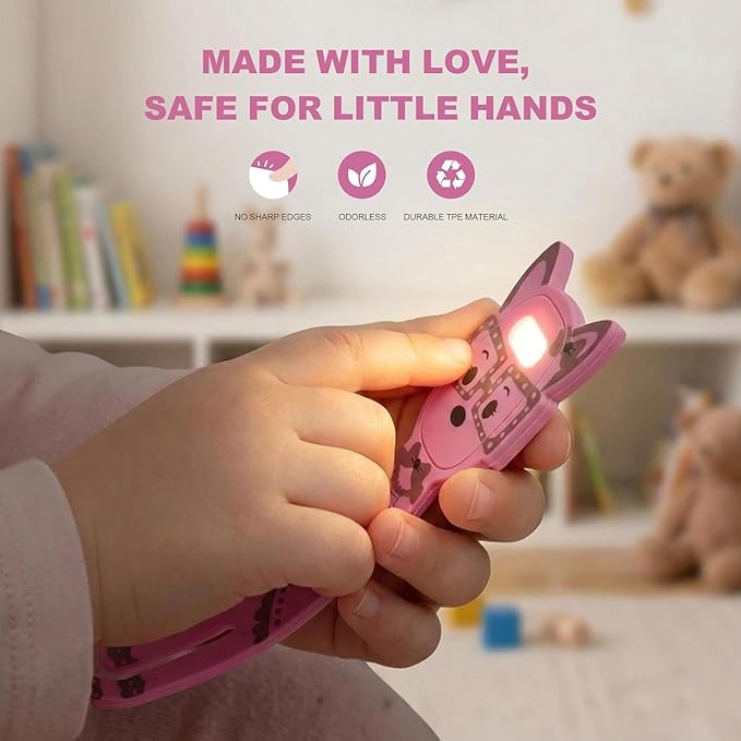 Rechargeable Kids Book Light, Cute Bookmark Reading Light for Kids, Dimmable Portable LED Book Light for Reading in Bed, Eye-Caring Bedtime Reading Lamp for Children & Travel, Pink