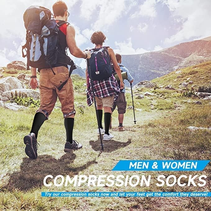 cerpite Compression Socks for Women & Men 6 Pairs Knee High Compression Socks 20-30 mmhg Best for Running,Nurse,Travel