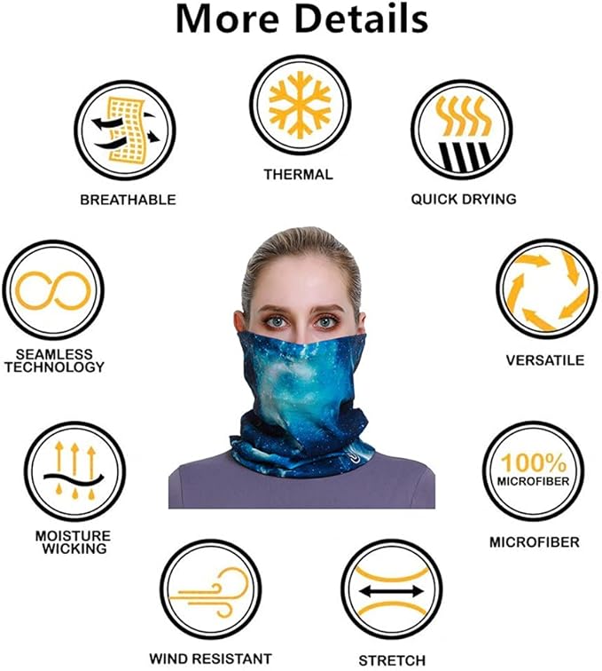 VANCROWN Headband Neck Gaiter Head Wrap Headwear Face Mask Magic Scarf Bandana for Men and Women