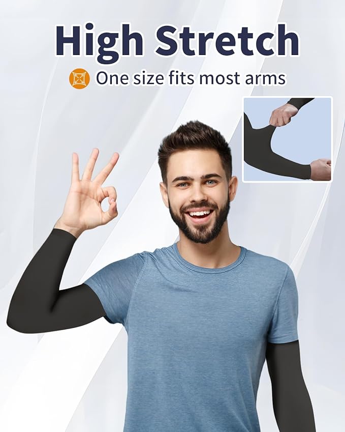 4-Pairs Arm Sleeves for Men and Women - Tattoo Cover Up - Cooling Sports Sleeve for Basketball Golf Football
