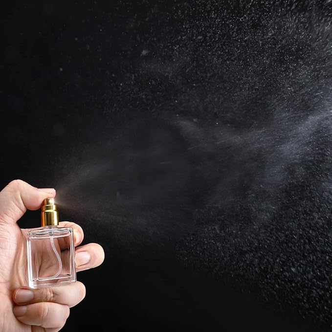 YU FENG 12pcs Clear Perfume Spray Bottles 15ml Glass Fine Mist Sprayer Empty Spray Bottles Refillable Container Perfume Atomizer for Cleaning, Essential Oil, Liquid