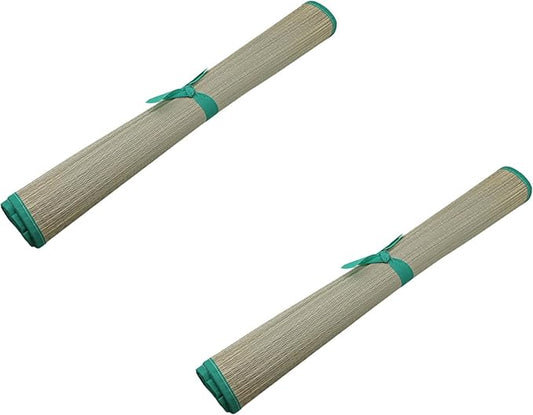Set of 2 Natural Straw Beach Mats 24" x 72" - Multi-Purpose, Portable & Eco-Friendly - Perfect for Yoga, Picnics, Camping Festivals & Outdoor Activities