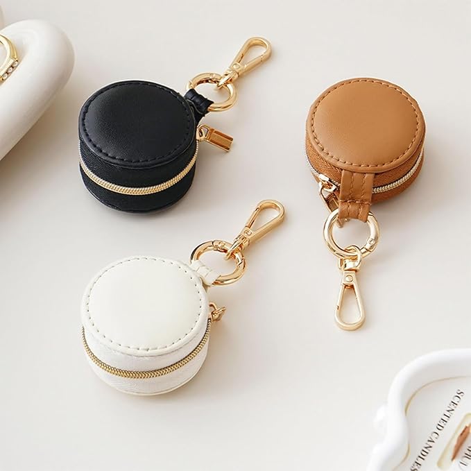 Jewelry Ring Holder Keychain - Portable Travel Sports Ring Keeper Case - Mini Small Versatile Carrying Display Storage Organizer Box With Key Chain (White)