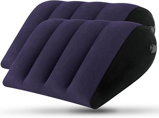Portable Inflatable Wedge Pillow 2 Pack, Body Positioner for Sleep Support, Adjustable Travel Pillow - Lightweight Bed/Leg Support Pillow, for Home Outdoor Travel Blue