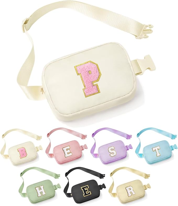 YOOLIFE Gifts for Girls - 5-16 Year Old Birthday Gifts, Preppy Stuff, Initial Crossbody Bag, White