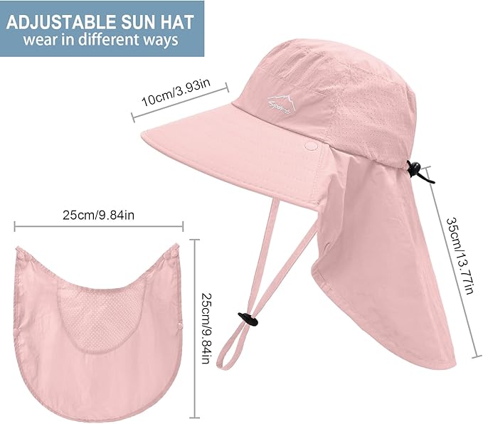 Sun Hat for Men Women with Neck Flap,UPF 50+ UV Protective Hiking Fishing Hats,Wide Brim Sun Hat for Women&Men