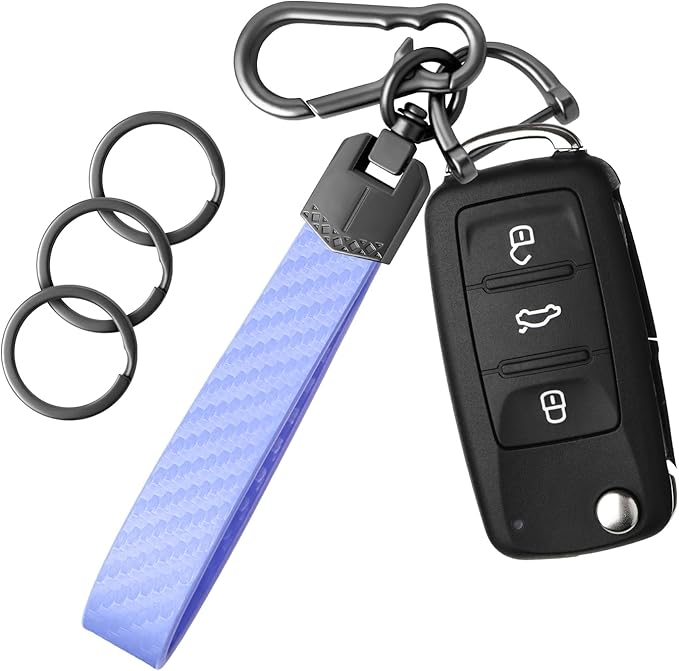 OHKYOOT Leather Car Keychain,Carabiner Clip Key Fob Keychain for Home Car Keys Women Men