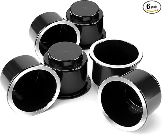 JoyTutus 6pcs Universal Cup Holder Inserts for RV, Boat, Car, Couch, Golf Cart & Pontoon - Elegant Chrome, Large Plastic Drop-in Cup Holders
