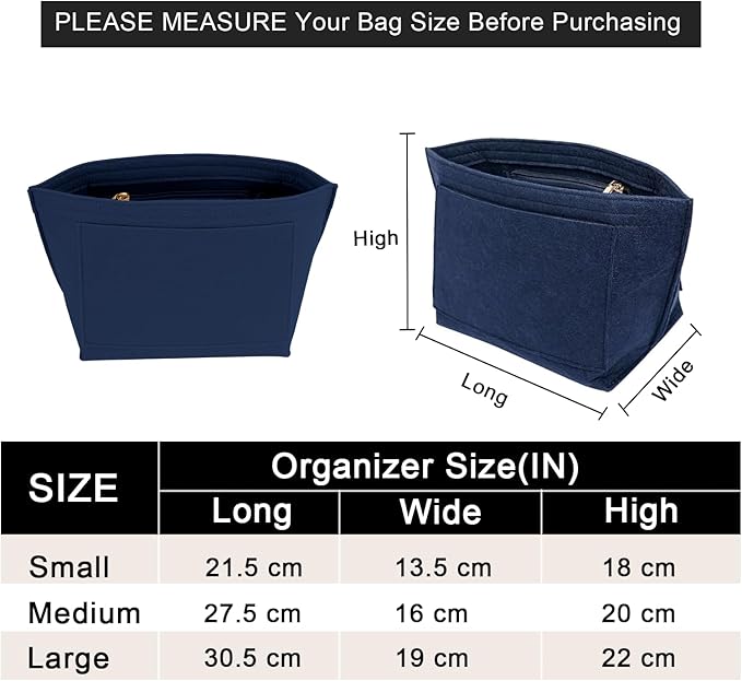 LOUKAYCCI Felt Purse Organizer Insert for Longchamp Le Pliage L Handbag Insert (Dark Blue, Large)