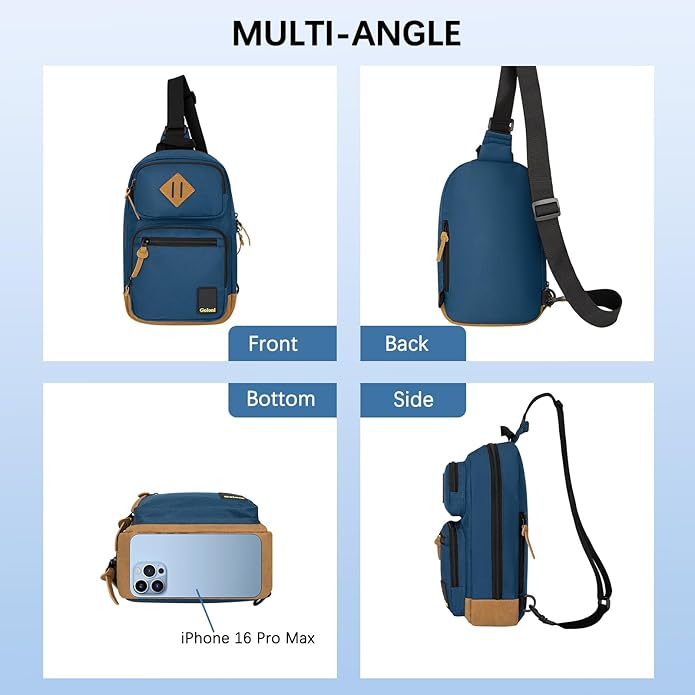Goloni Sling Bag Crossbody Shoulder Bag for Men Women,Waterproof Lightweight Casual Daypack with Multi-Pockets