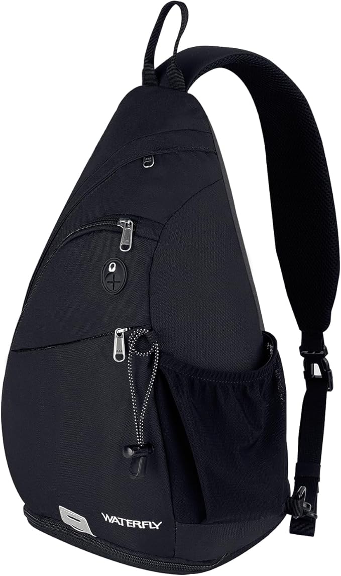 WATERFLY Sling Bag Sling Backpack Small Crossbody Shoulder Bag for Men Women Traveling Cycling Hiking Daypack
