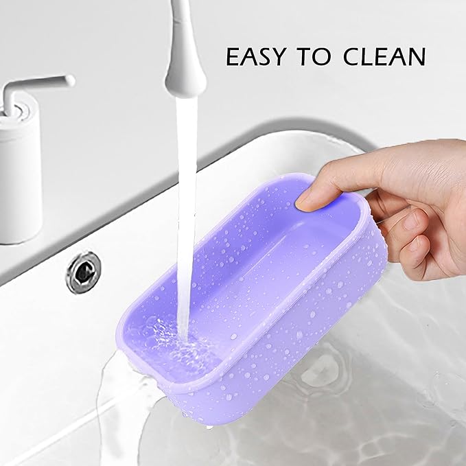 AIDIMMING Large Clear Lid Travel Soap Case, Leak-Proof Shampoo Bar Holder for Kitsch Shampoo and Conditioner Bar Set, Visible Container with Drain Pad for Oversized Handmade Bars, Travel Gym, Purple