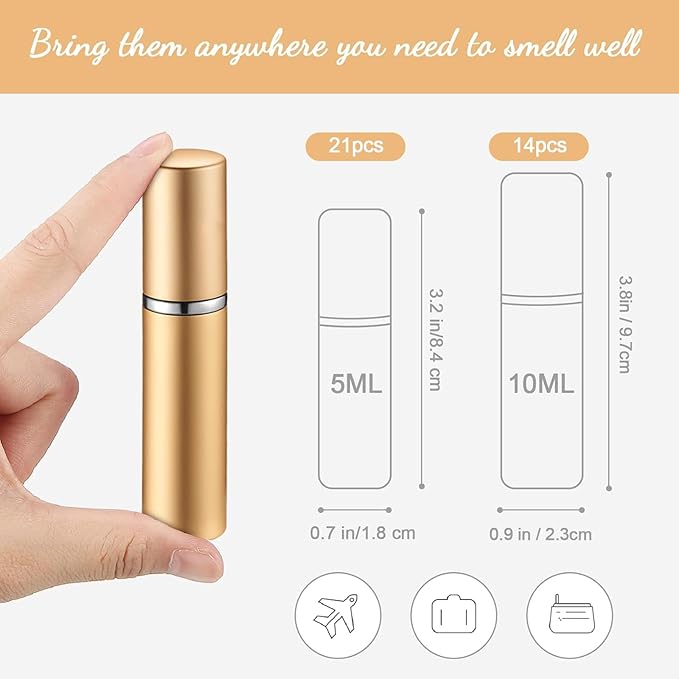 Tessco for you 35 Pcs Atomizer Perfume Bottles 5ml,10ml Mini Atomizer Sprayer for Perfume Bulk Refillable with Pump for Travel Outgoing (Multi Color)