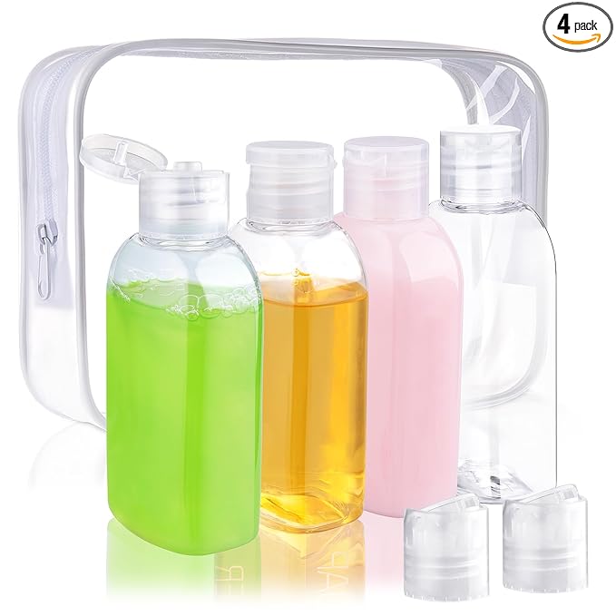 Cosywell Travel Shampoo Bottles 4pcs 3.4oz TSA Approved Leak Proof Empty Containers with Flip Cap