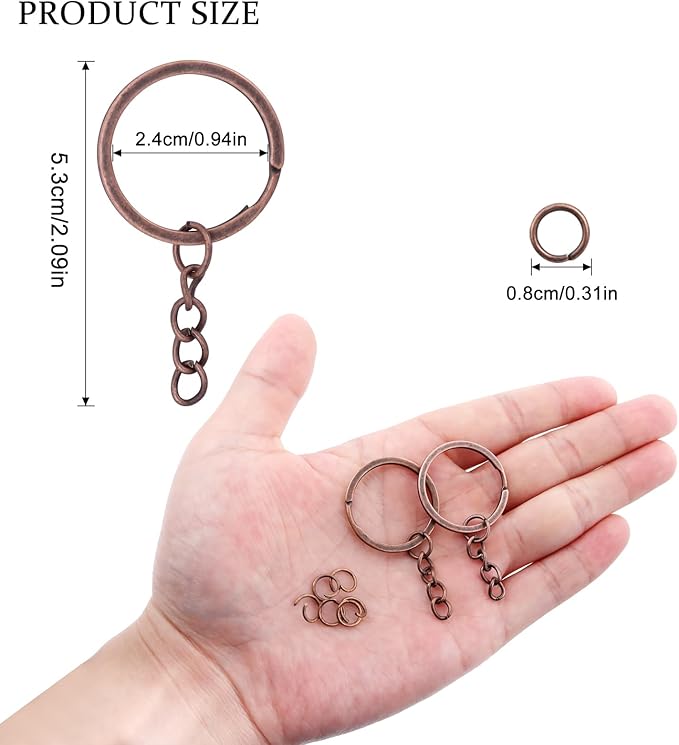 10Pcs Keychain Key Ring with Chain Bulk Split Key Chain,1.1 Inch Key Chains Parts with Open Jump Ring Connector for Jewelry Making Crafts (Bronze)