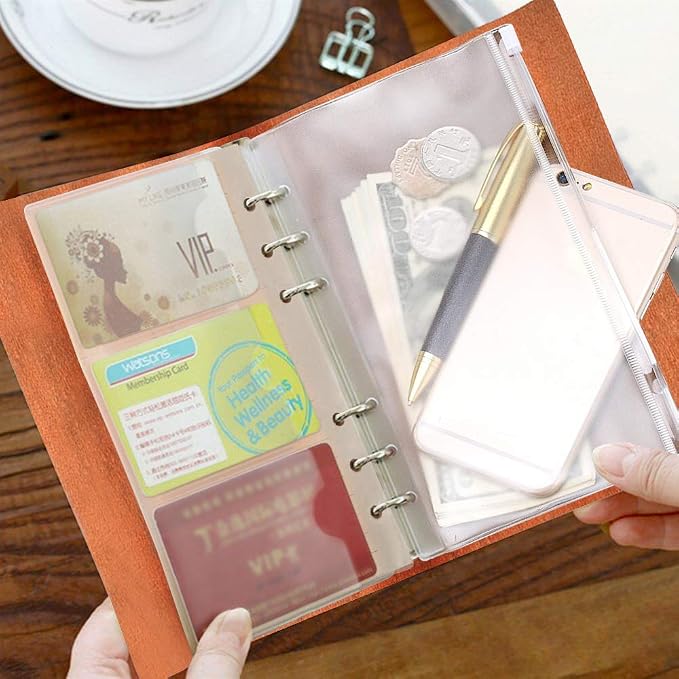 Leather Writing Journal, MALEDEN Refillable Travel Journal Notebook Sketchbook Classic Diary with Blank Pages and Zipper Pocket