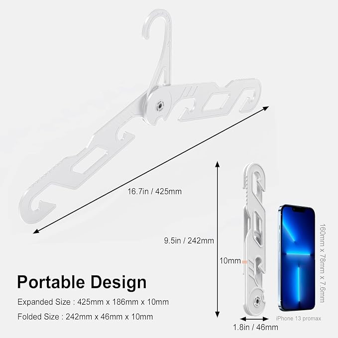 Premium Travel Hangers 3 Pack Portable Folding Clothes Hangers - Super Bearing Collapsible Hanger Foldable Clothes Drying Rack for Travel, Indoor and Outdoor Use (3 Pack White)