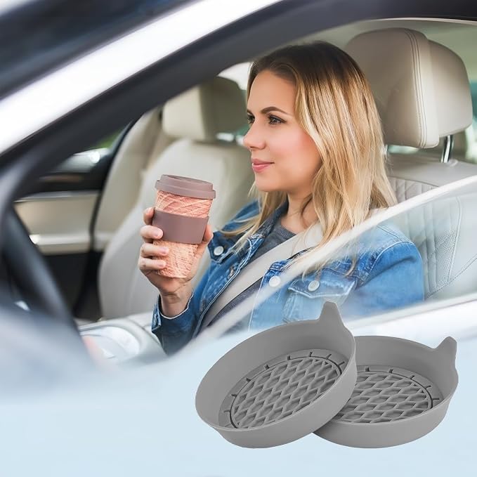 Zpana 4PCS Car Cup Holder Coasters, Silicone Non-Slip Vehicle Cup Recessed Mats, Sift-Proof Automotive Interior Drink Insert Decor Accessories, Universal for SUV, Sedan, Truck (Gray)