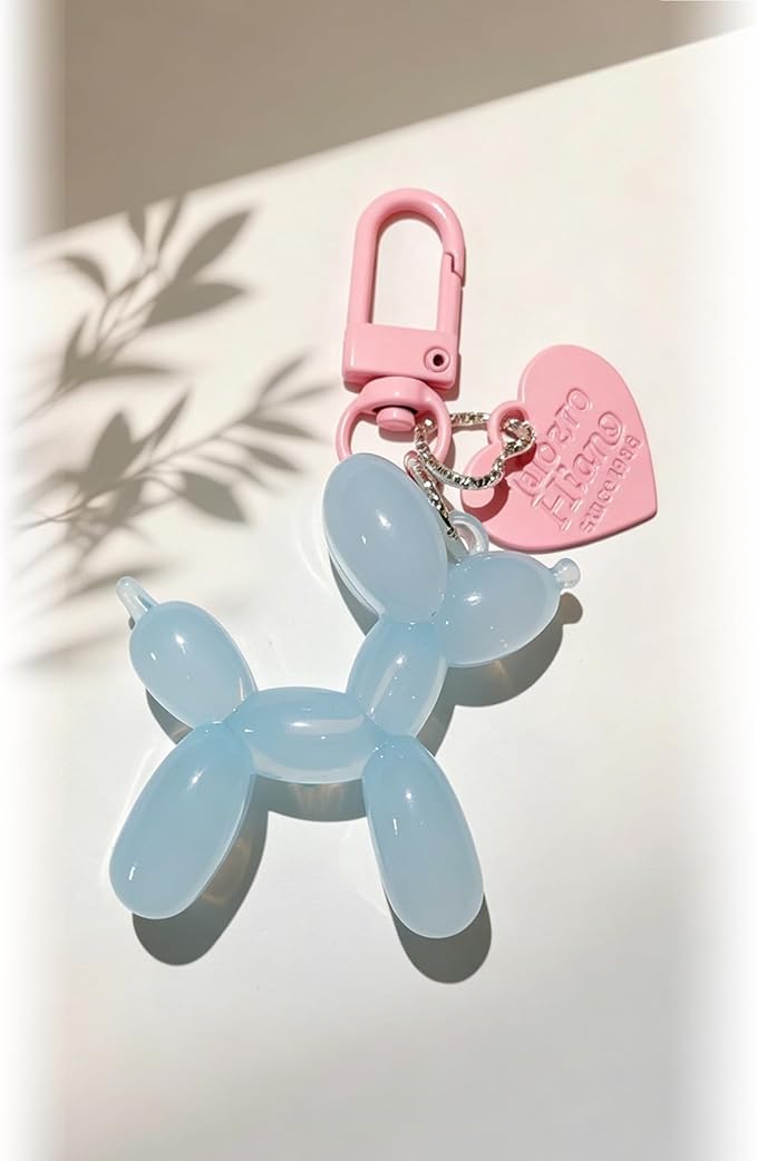 LAEKOU Jelly Balloon Dog Design Keychain for Women, Cute Girls Key Chain, Bag Charms Accessories for Car Purse Backpack