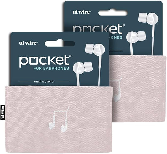 UT Wire Pocket Mobile Charger Case Pouch (Pale Pink, Earbud Case | 2 Pack)