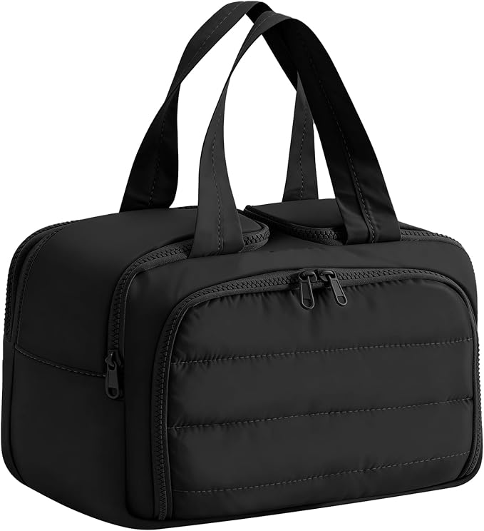 Travel Makeup Bag, Portable Travel Bag with Hanging Hook for Women, Waterproof and Hanging Toiletry Bags Travel Organizer Accessories for Travel Essentials,Black