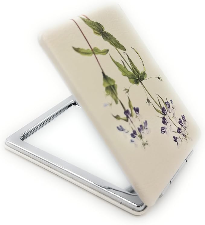 Mary Vaux Walcott Compact Mirror White Mirror Flower Blue Eyed Mary Gifts Collisia Verna Cosmetic Mirror American Artist Artwork Souvenir Art Print Small Travel Mirror