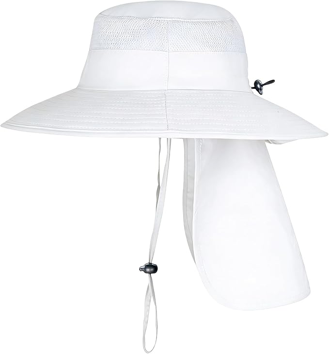 Sun Hats for Men Women Fishing Hat UPF 50+ Breathable Wide Brim Bucket Hats Summer UV Protection Safari Hat with Neck Flap
