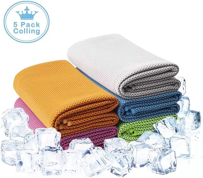 5Packs Cooling Towels (40"x 12"), Ice Towel, Yoga Towels, Workout Towel Stay Cool for Yoga, Cool Towel, Workout, Camping, Fitness, Running, Workout & More Activitie…