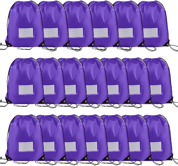 20 Pcs Drawstring Bags,Bulk Draw String Backpack, DIY Gym Sports Cinch Bag Sackpack for Women Men, Purple