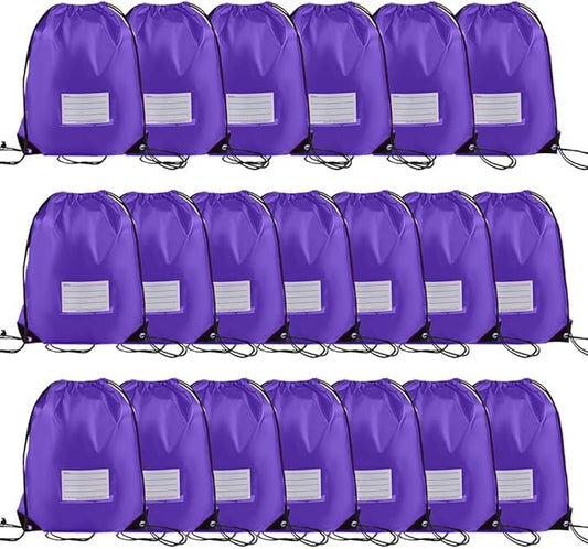 20 Pcs Drawstring Bags,Bulk Draw String Backpack, DIY Gym Sports Cinch Bag Sackpack for Women Men, Purple