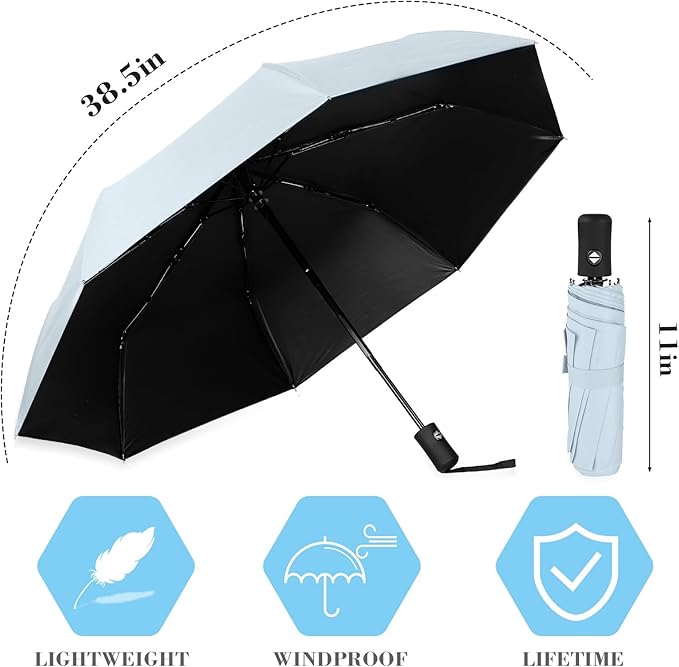 Jexine 6 Pcs Windproof Travel Umbrella for Rain Compact Small Automatic Lightweight Portable Umbrella for Men Women Backpack