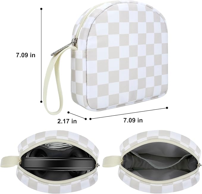 E-Tree Soft Headphone Case Bag for JBL Tune 510BT/520BT/500BT/720BT/Sony WH-CH520/510/720/710/BERIBES/SoundCore Q20/30/TOZO/KVIDIO/JLab/Bose, Travel Electronic Accessories Organizer (Checkered-Beige)