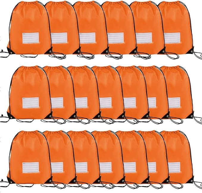 CODOBON 20 Pcs Drawstring Bags,Bulk Draw String Backpack, DIY Gym Sports Cinch Bag Sackpack for Women Men, Orange