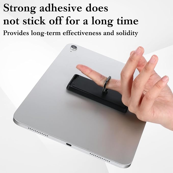 Ptwola Universal Tablet Ring Holder Black Tablet Stand Foldable Multi Angle Tablets Grip Stand Adhesive Tablets Kickstand Attachment Desk Accessories for More Reader PC Laptop