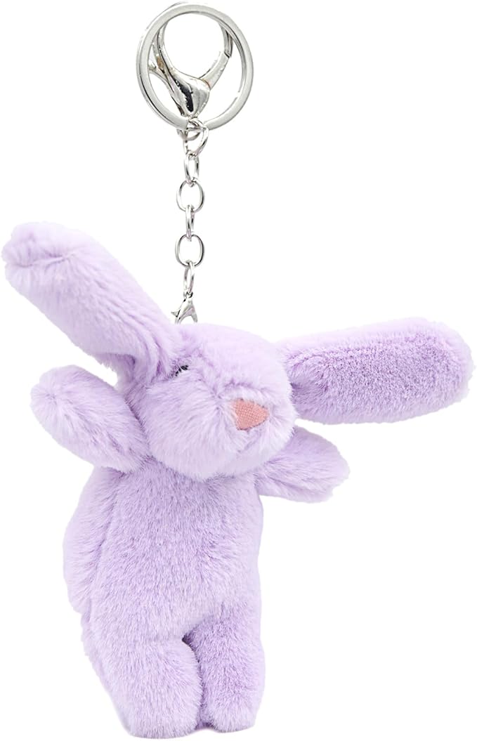 Miokkley Cute Bunny Plush Keychain for Backpack, 3.5" Inch Mini Rabbit Keychain Purse Charm Pendant Gift for Women