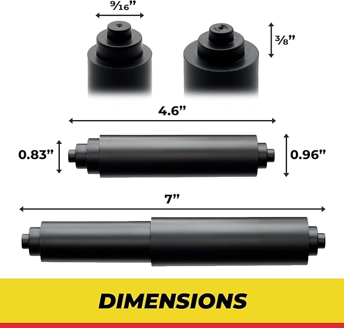 Qualihome Universal Plastic Spring Loaded Toilet Paper Roll Holder Replacement Rod (1, Black.)