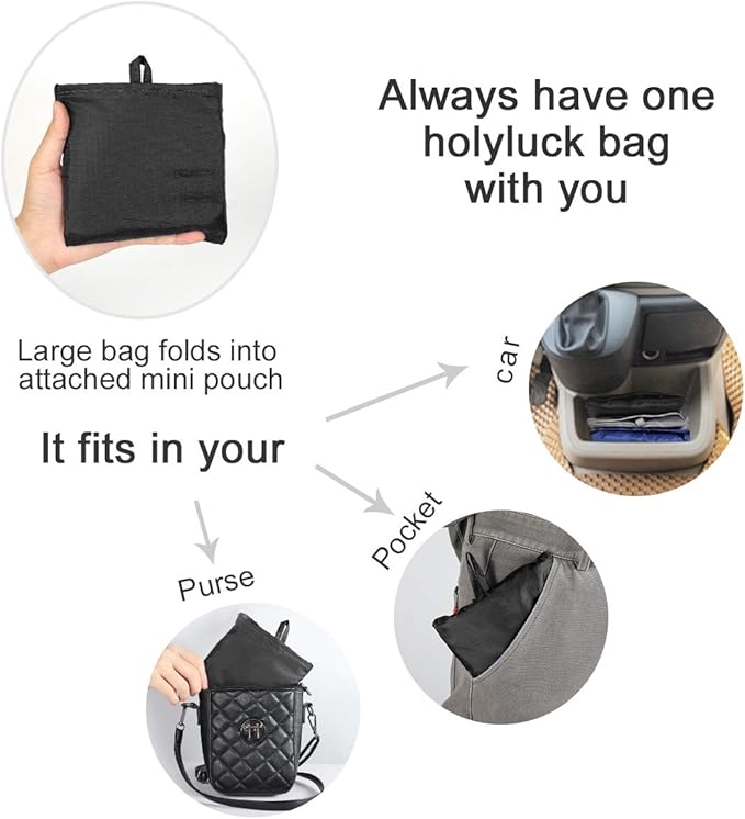 HOLYLUCK Reusable Grocery Bags,Heavy Duty Foldable Shopping Tote Bag (Extra Large, 3 Large Black)