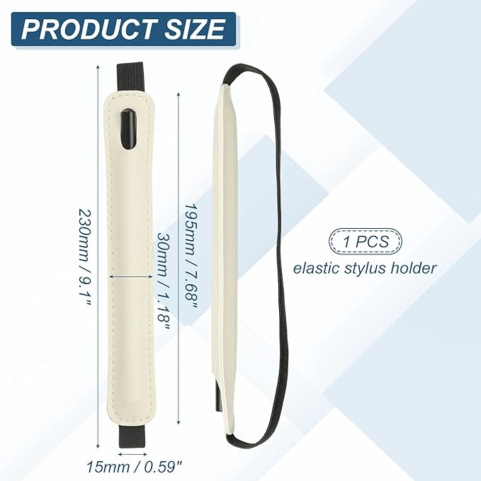 PATIKIL Stylus Holder for Tablet, Universal Pen Sleeve Retractable Stylus Pen Holder Elastic Pencil Pocket Case Protective Pouch for Tablet Case Notebook, Beige